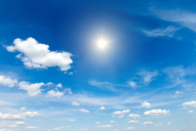 Blue sky background with tiny clouds