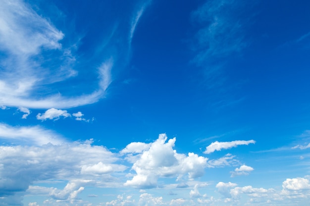 Blue sky background with tiny clouds