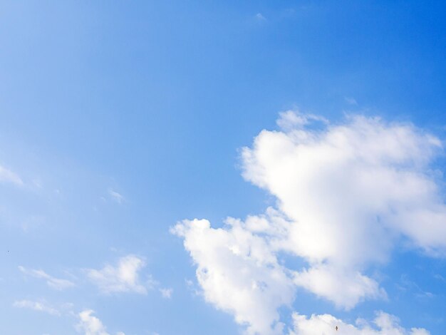 写真 青い空の背景に小さな白い雲がある