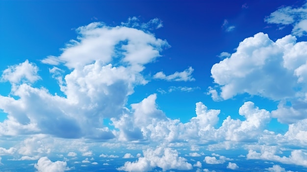 青空の背景に白い雲 青空に白い雲の積雲 生成AI