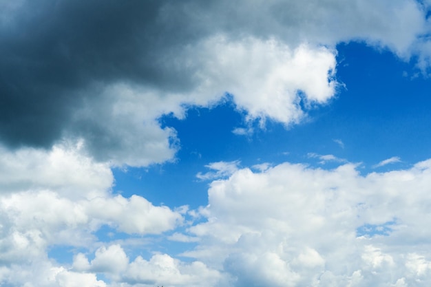 Blue sky background with white fluffy clouds image