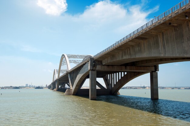 Blue sky under the bridge