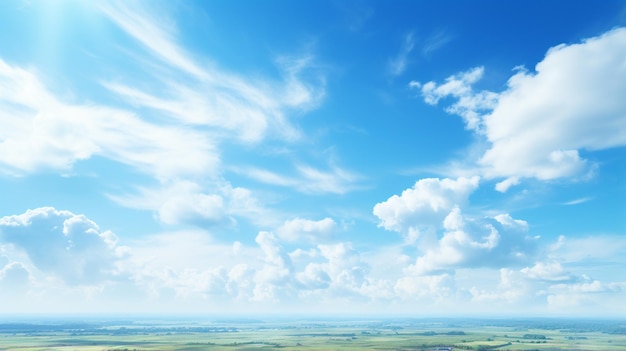 구름 위의 파란 하늘 풍경 아름다운 배경