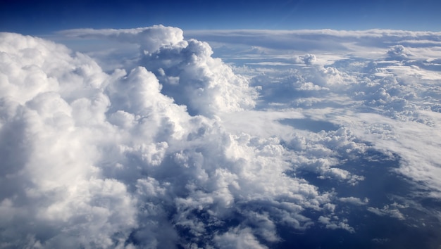 blue sky clouds view from aircarft airplane