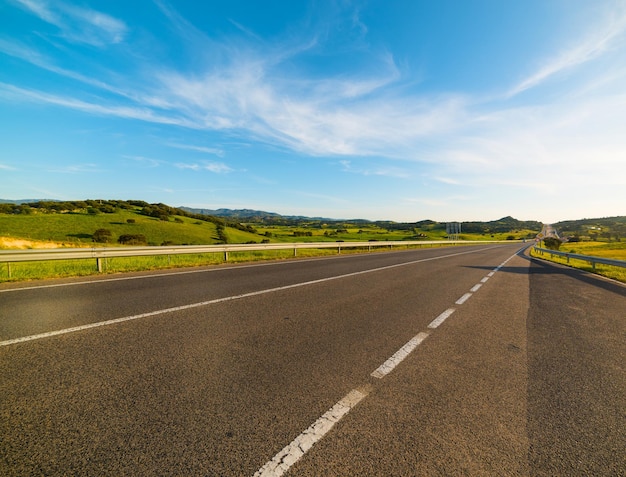 Blue sky over a country road