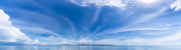 Blue sky horizon background with clouds on a sunny day seascape panorama Phuket Thailand