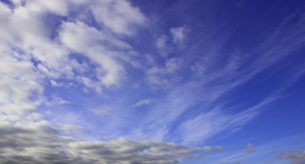 Голубое небо покрыто белыми облаками с высоты птичьего полета