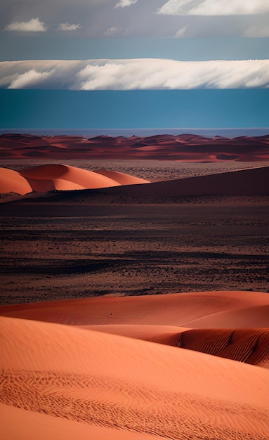 A blue sky is visible over the desert.