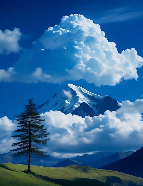 Blue sky and mountain image