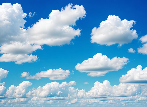 Photo blue sky and puffy clouds