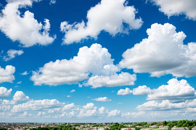 Blue sky and puffy clouds