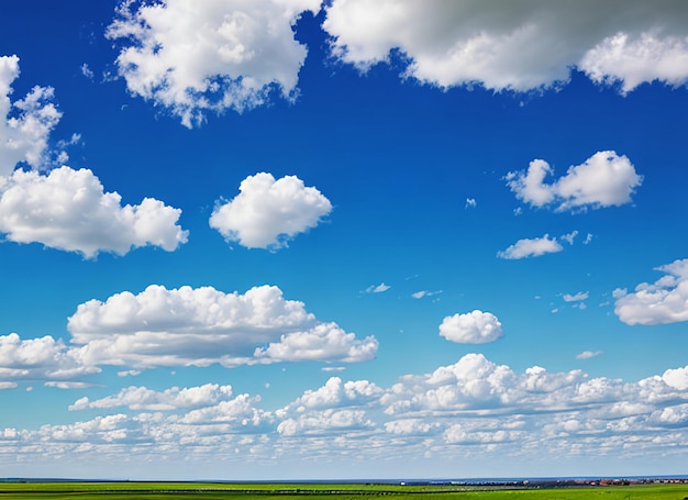 Blue sky and puffy clouds