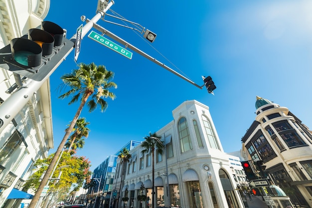 Blue sky over rodeo drive