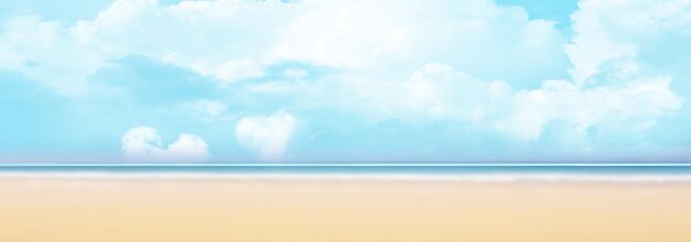 blue sky and sea  white clouds  rainbow and beach sand  summer background template banner