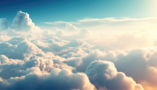 Blue sky and soft clouds background with generative ai