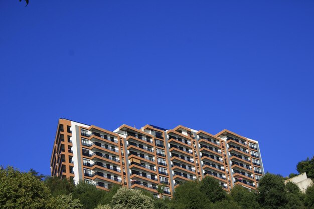 blue sky and tall buildings