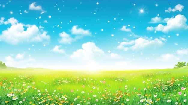 Blue Sky White Cloud Grassland Sunshine Landscape Picture