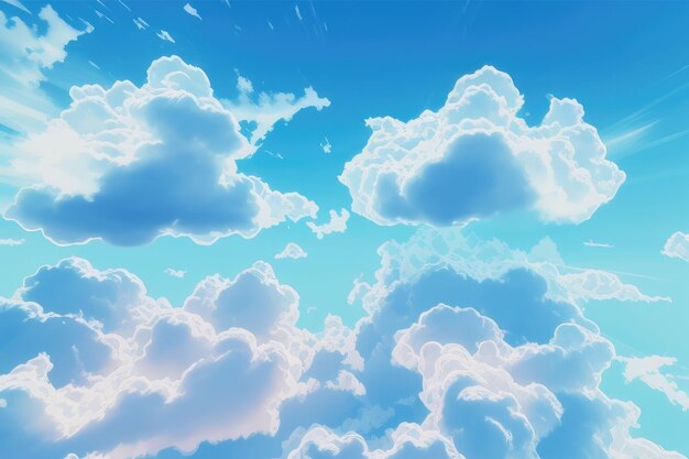 Blue sky and white clouds background AI generated image