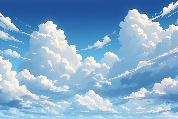 青い空と白い雲の旗の背景