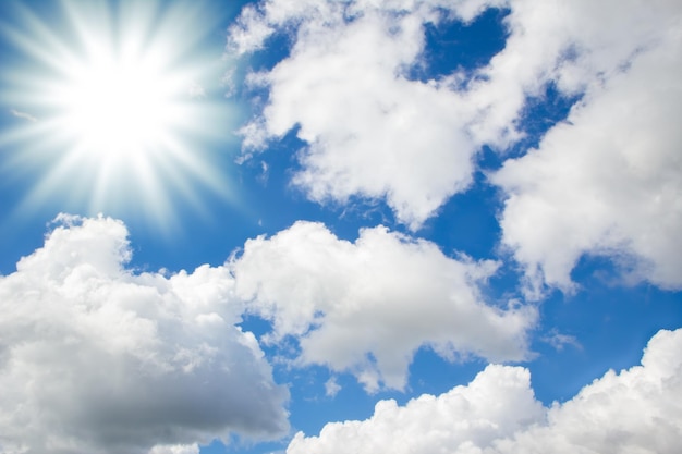 A blue sky white clouds on nature summer weather background