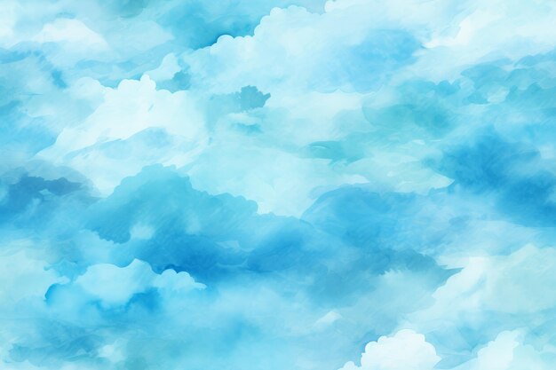 Photo blue sky and white clouds watercolor illustration