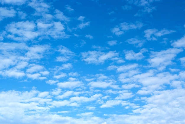 The blue sky and white fluffy clouds