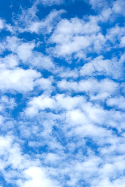 The blue sky and white fluffy clouds