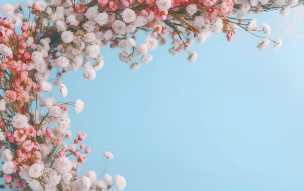 A blue sky with a branch of cherry blossoms