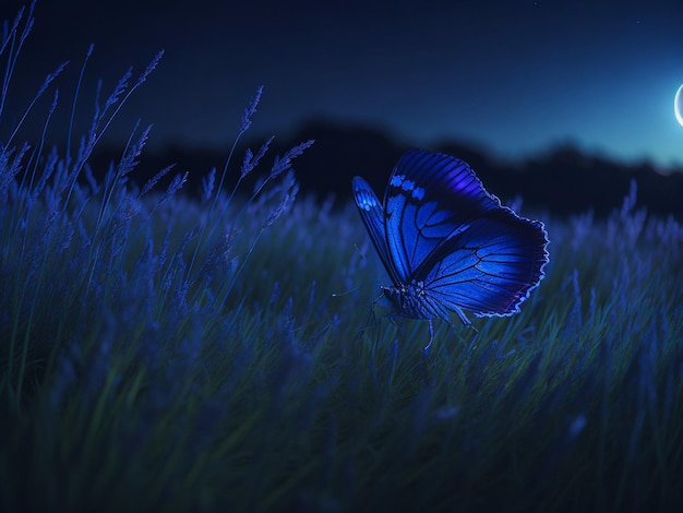 写真 明るい蝶と青い空