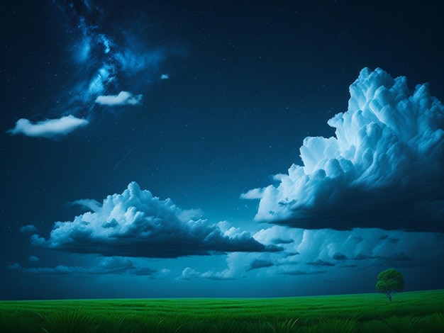 雲の背景に青い空