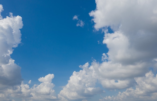 Blue sky with clouds background, summer time, beautiful sky