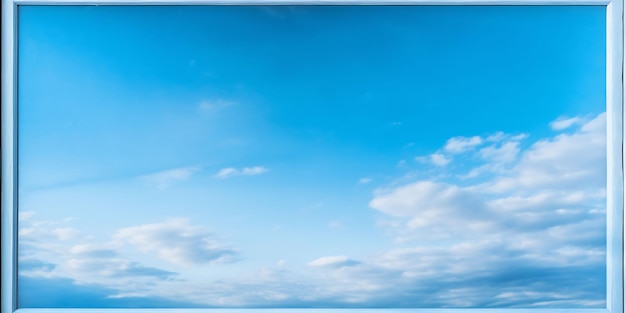 青い空に雲があり、鳥が空を飛んでいます