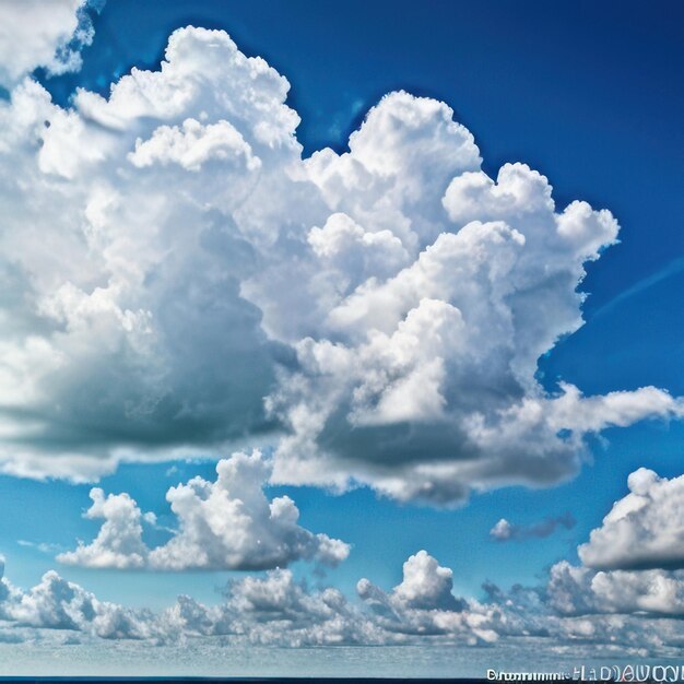 雲のある青い空と「comme」の文字が書かれた青い空。