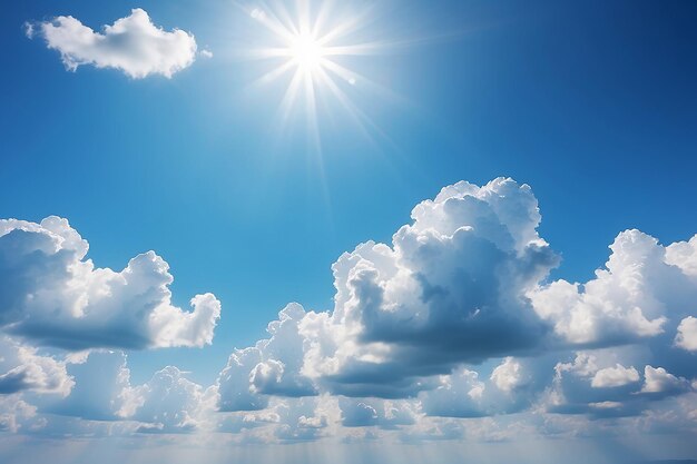 구름과 밝은  ⁇ 빛의 파란 하늘 고품질 사진