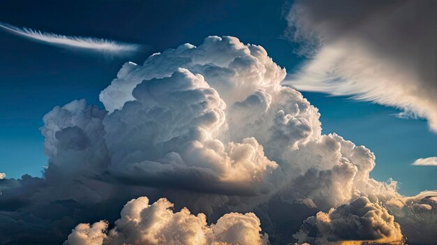 写真 青い空 雲のパノラマ景色 雲の背景