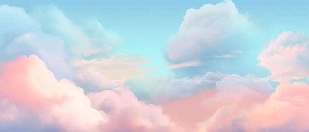 A blue sky with clouds and a pink and blue sky with a white cloud in the center.