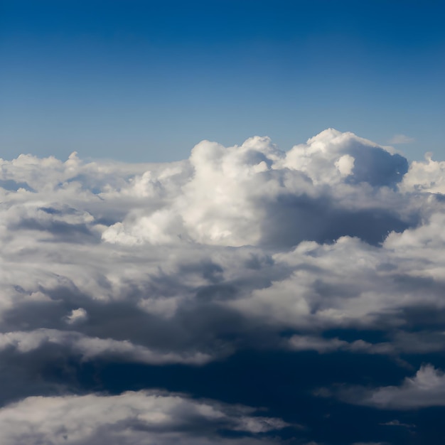 Blue sky with clouds in plane view_ai_generated