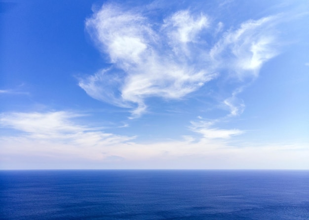 Голубое небо с облаками на море