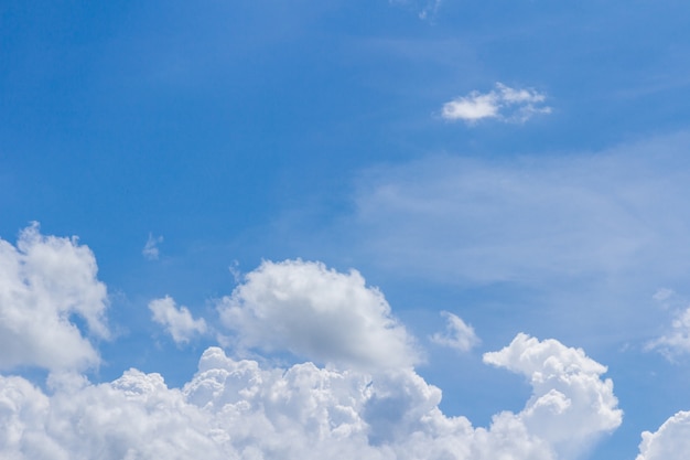 Blue sky with clouds and sun, background