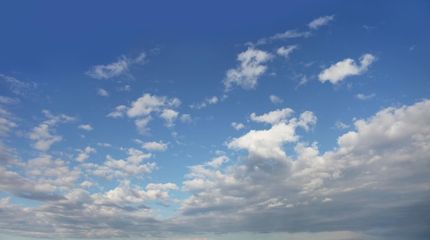 Blue sky with clouds and sun in the evening