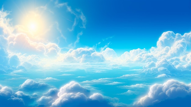 구름과 태양 생성 인공 지능이 있는 푸른 하늘