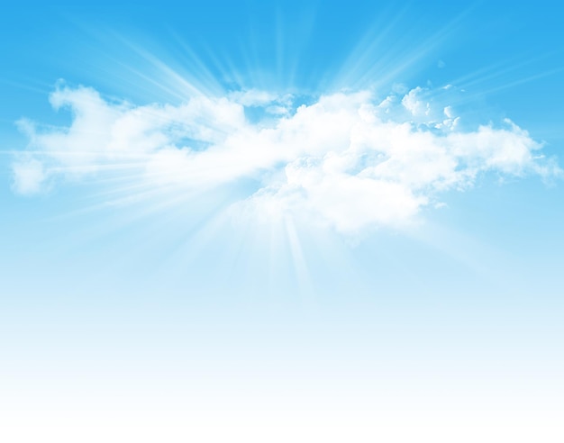 雲と太陽の青い空