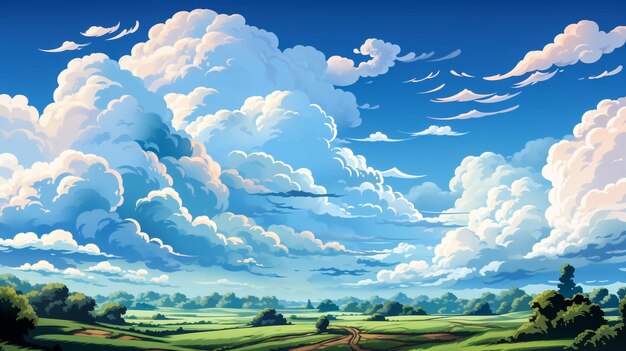 Blue sky with clouds vector illustration