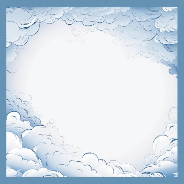 A blue sky with clouds and a white frame