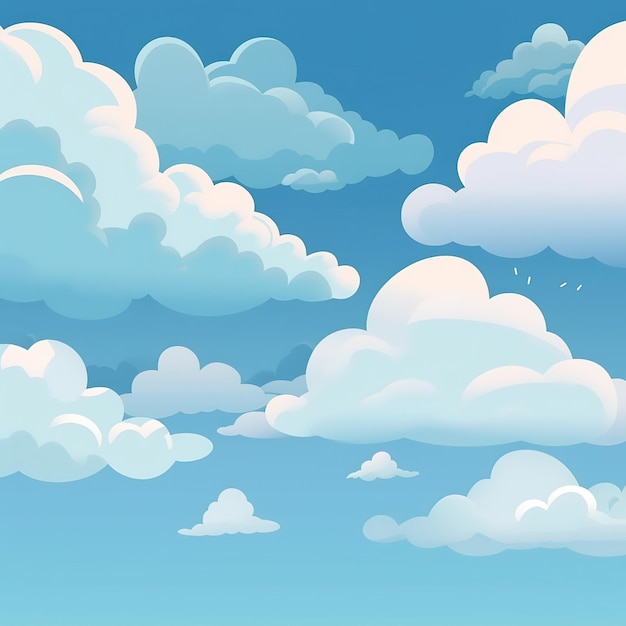 구름이 있는 푸른 하늘과 구름이라는 단어가 있는 흰색.