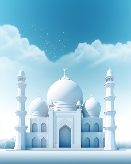 A blue sky with clouds and a white taj mahal