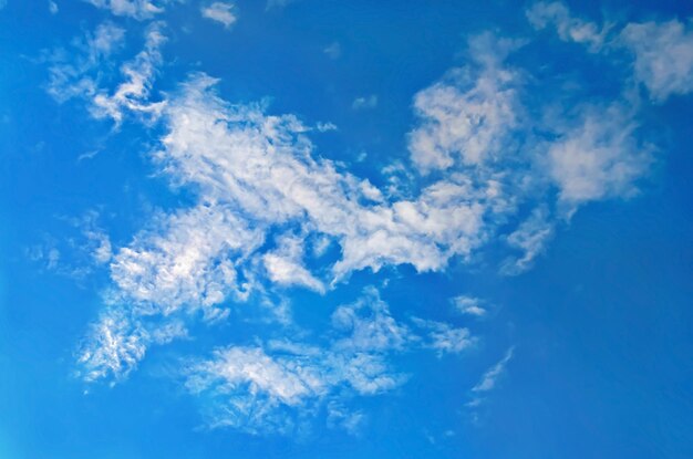 羽のような白い雲と青い空