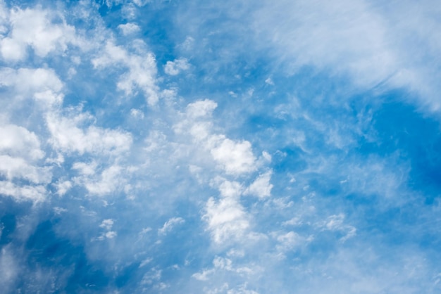 Blue sky with fluffy clouds background image