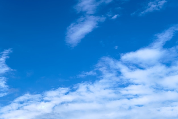 Blue sky with fluffy clouds in a sunny day