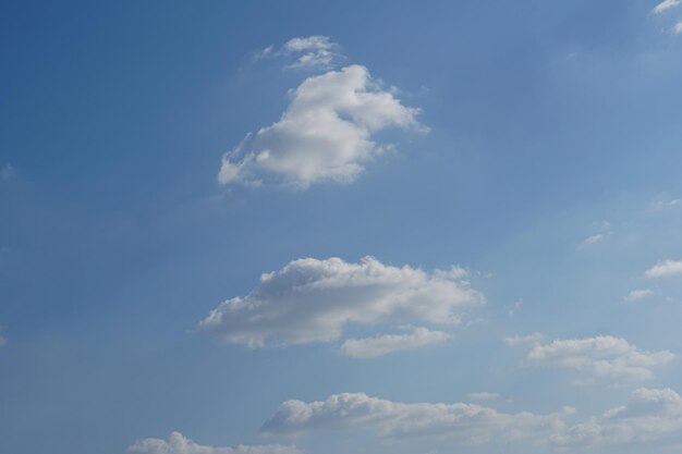 常に形を変えるふわふわの白い雲と青い空